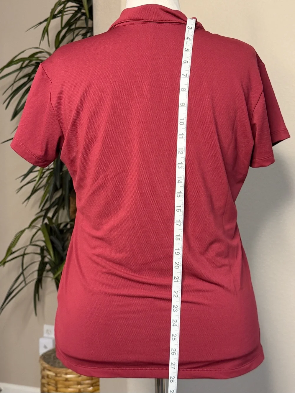 Nike Women's Rose Red Short-Sleeve Polo Top with White Swoosh